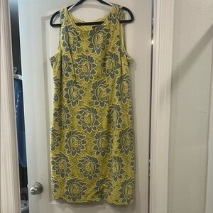 Leslie Fay Yellow and Green Floral Midi Dress